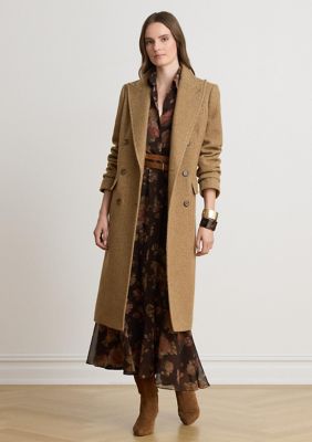 Lauren Ralph Lauren Women's Double-Breasted Herringbone Coat, Brown, 6