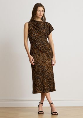 Lauren Ralph Lauren Women's Ocelot-Print Pleated Crepe Dress