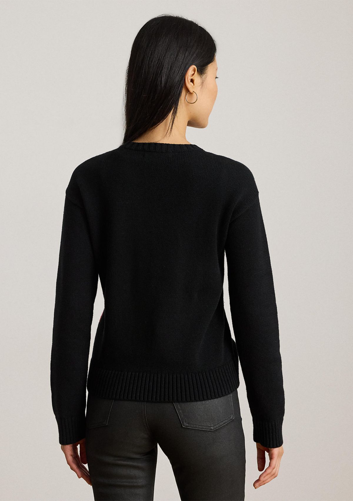 Womens Color-Blocked Crest Cotton Sweater