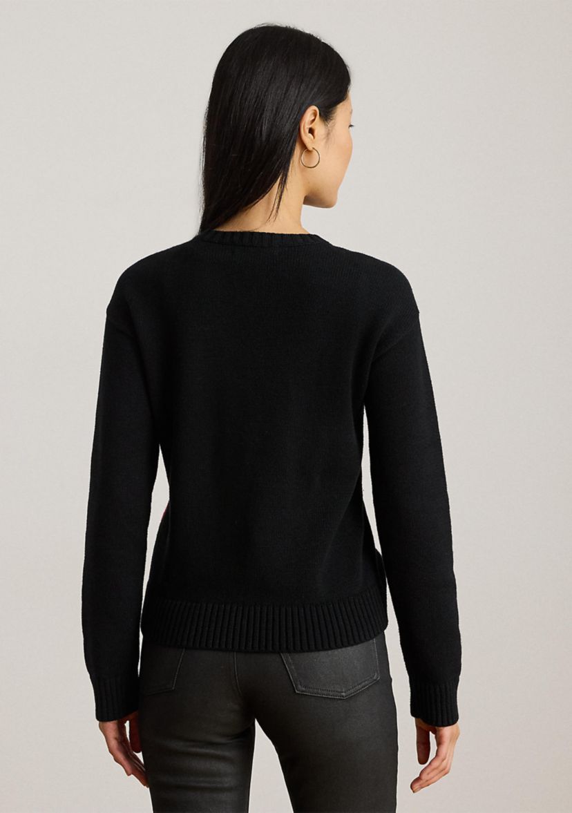 Womens Color-Blocked Crest Cotton Sweater