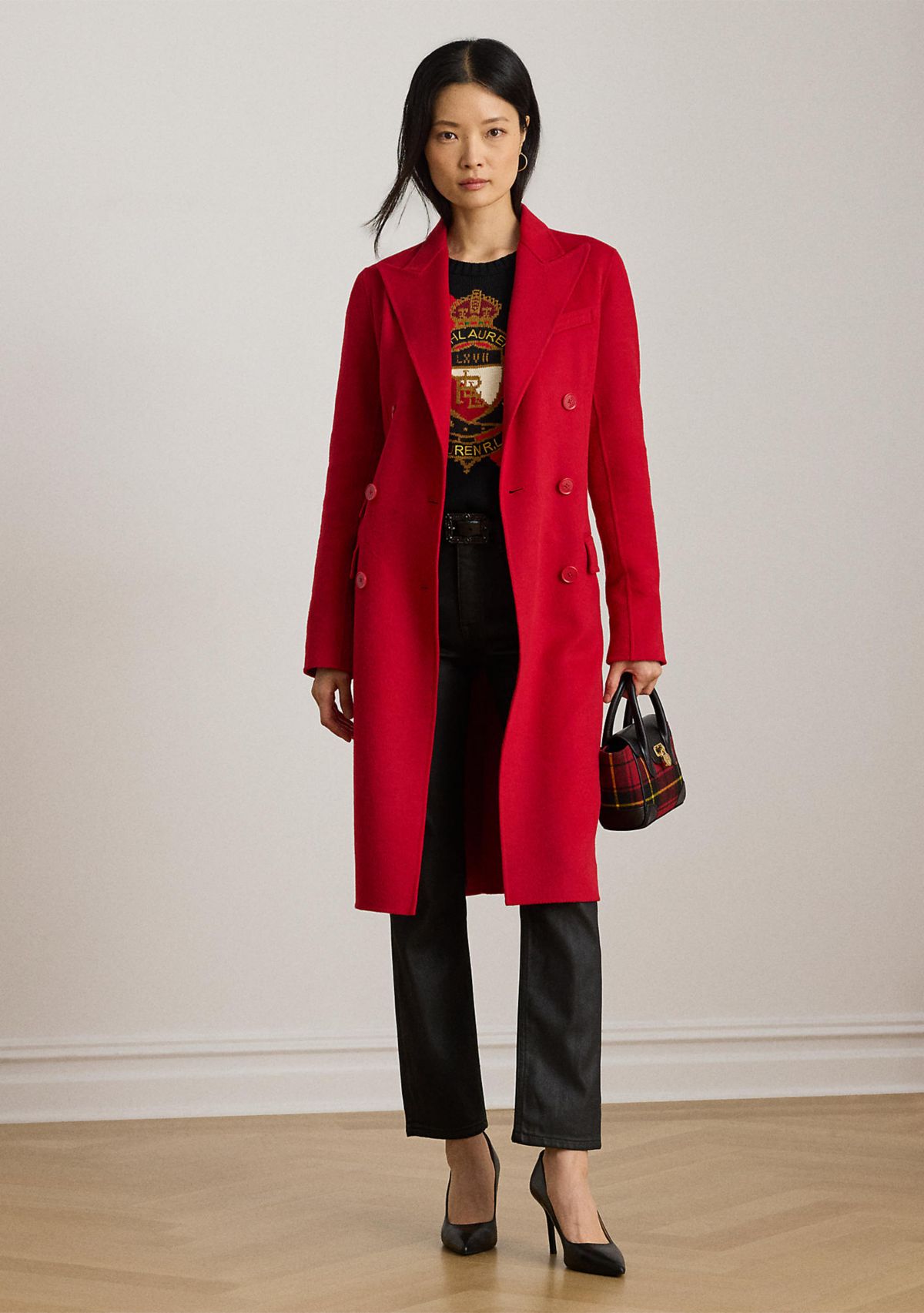 Womens Color-Blocked Crest Cotton Sweater