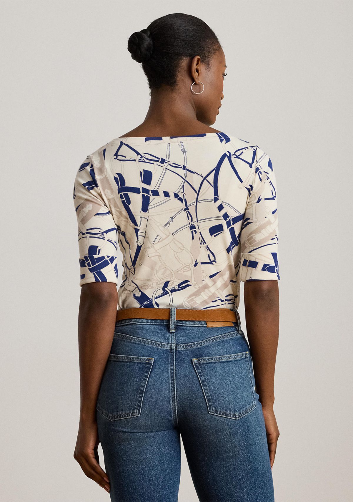 Womens Classic Fit Paisley Crepe Shirt