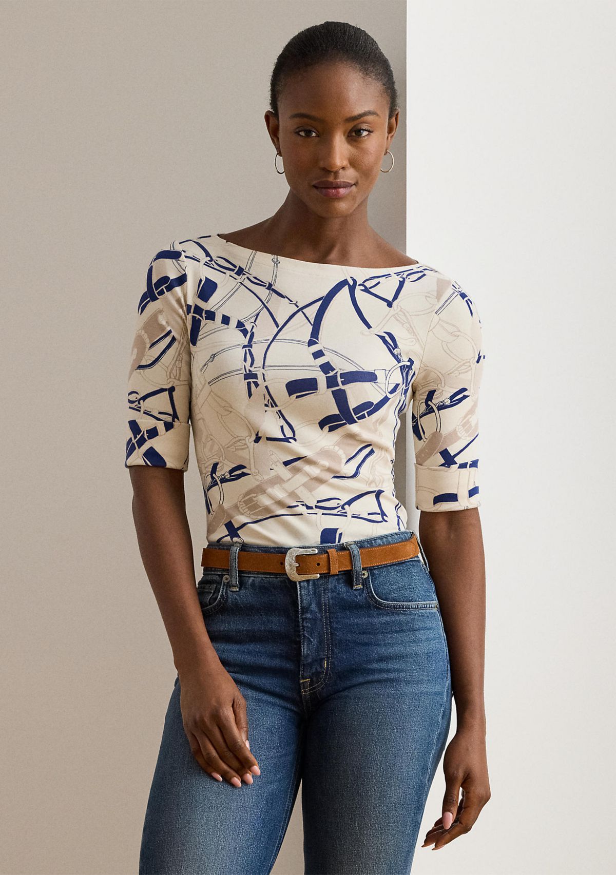 Womens Classic Fit Paisley Crepe Shirt