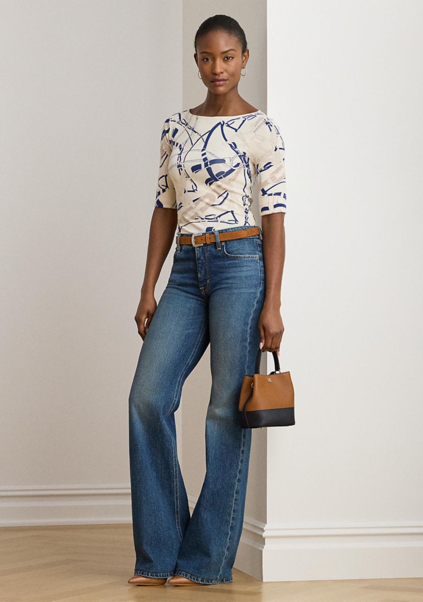 Womens Classic Fit Paisley Crepe Shirt