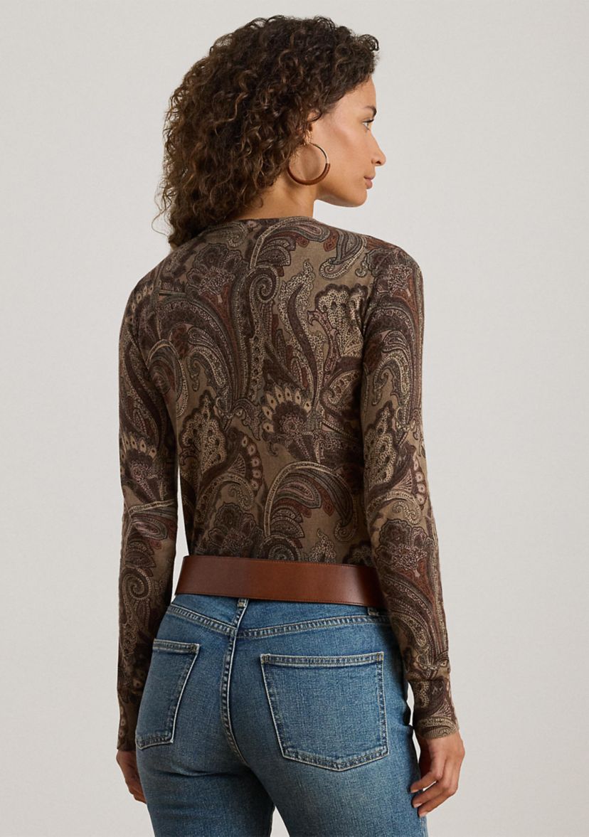 Womens Paisley Cotton Blend Sweater