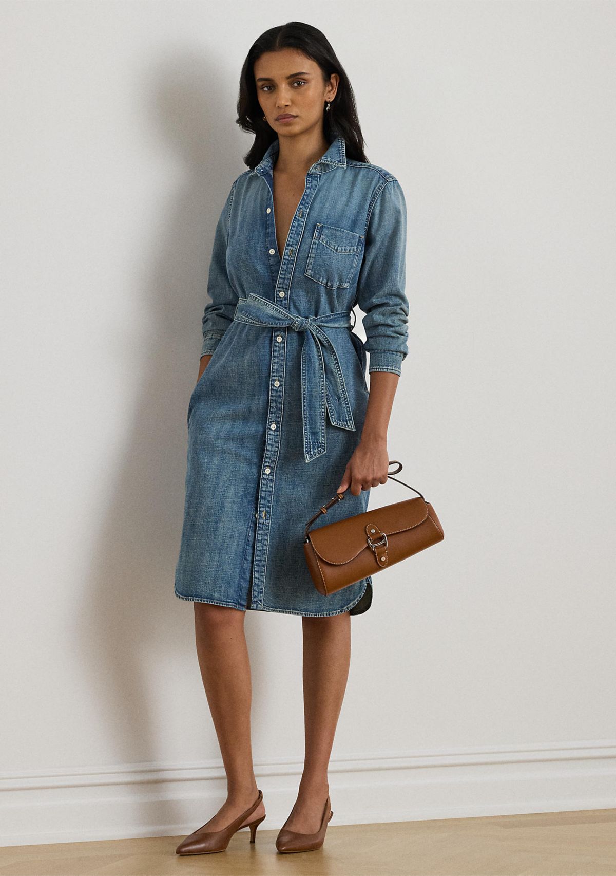 Belted Denim Shirtdress