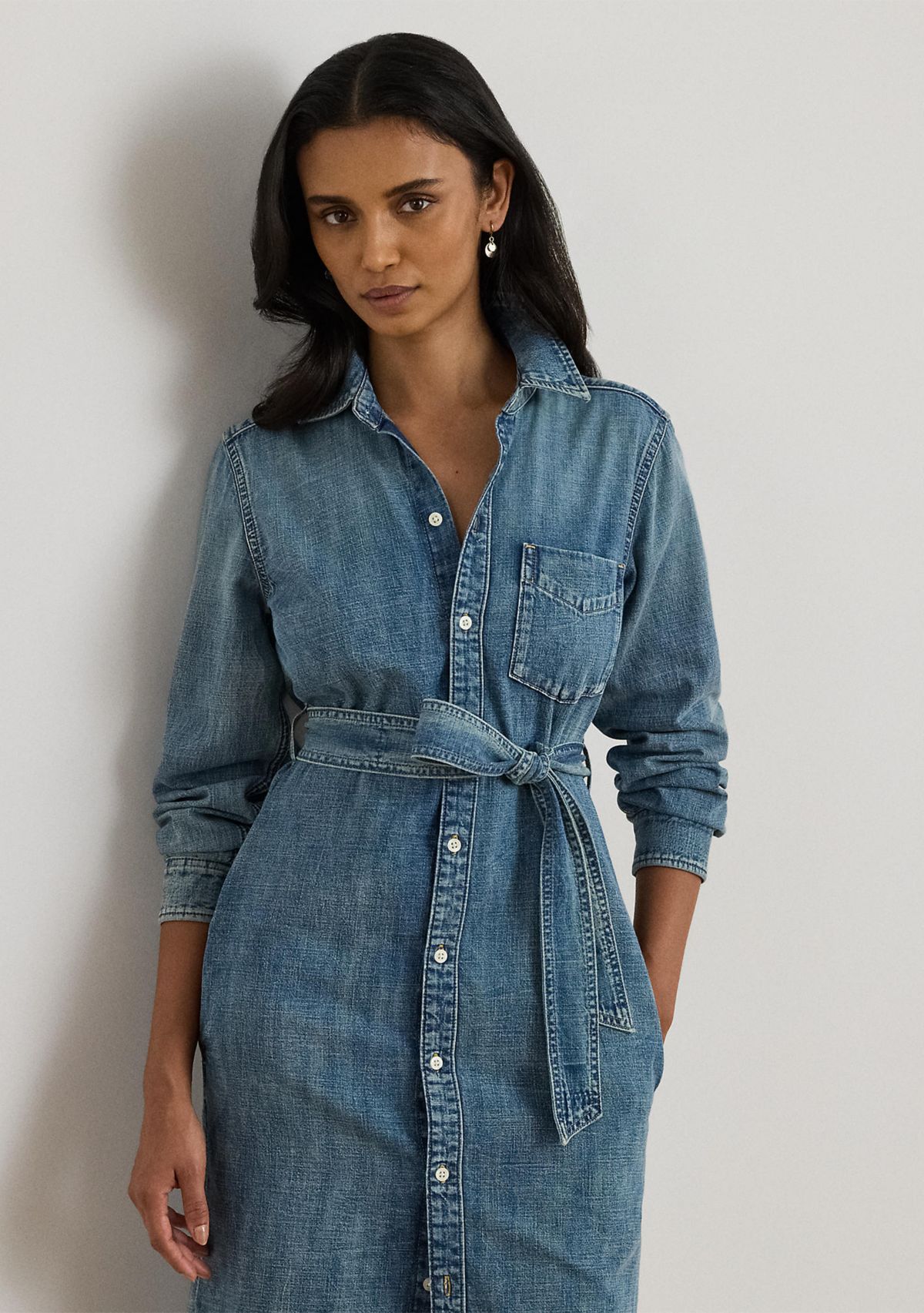 Belted Denim Shirtdress