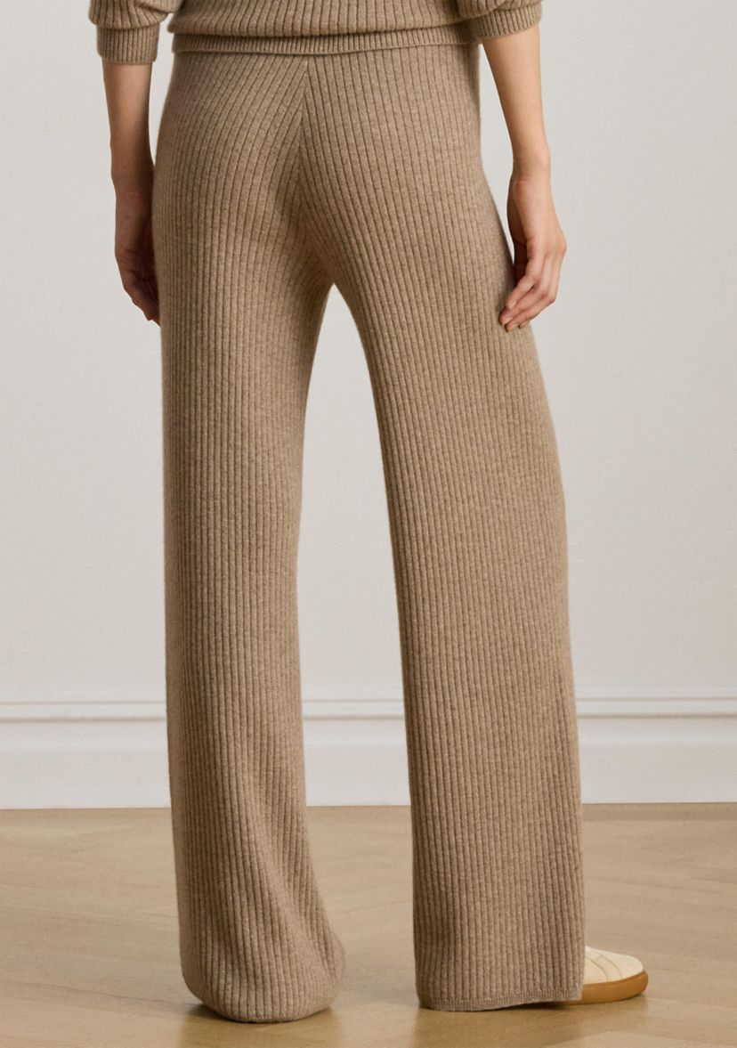 Womens Rib-Knit Cashmere Wide-Leg Pants