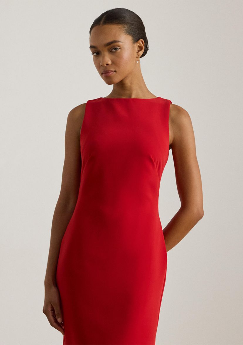 Womens Faille Sleeveless Sheath Dress