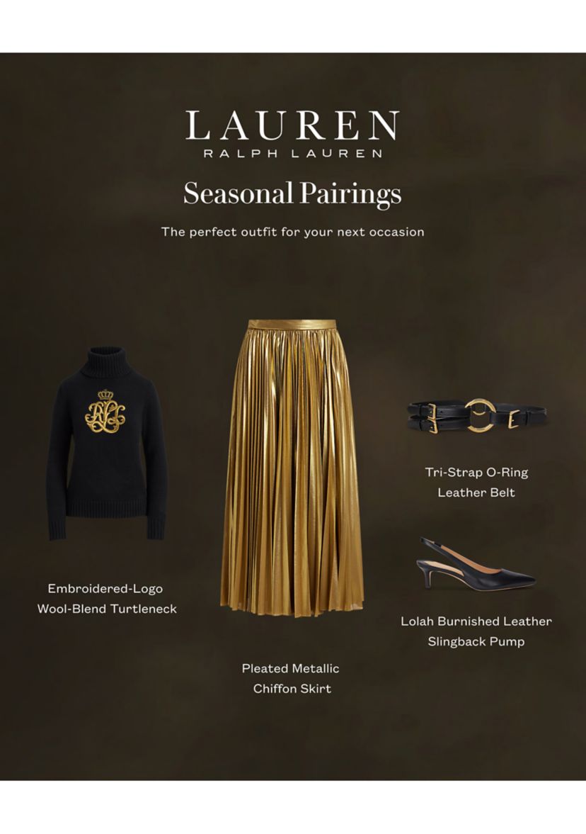 Womens Pleated Metallic Chiffon Skirt