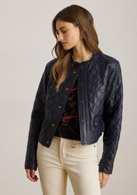 Lauren Ralph Lauren Women's Diamond-Quilted Lambskin Cropped Jacket, 8