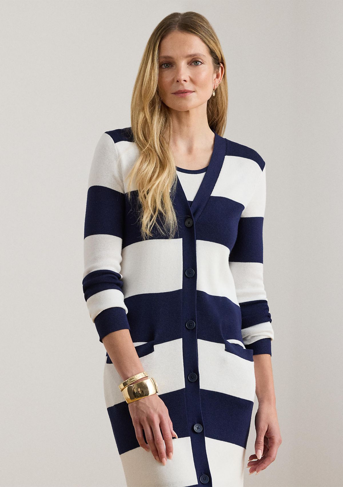 Striped Cotton-Blend Cardigan