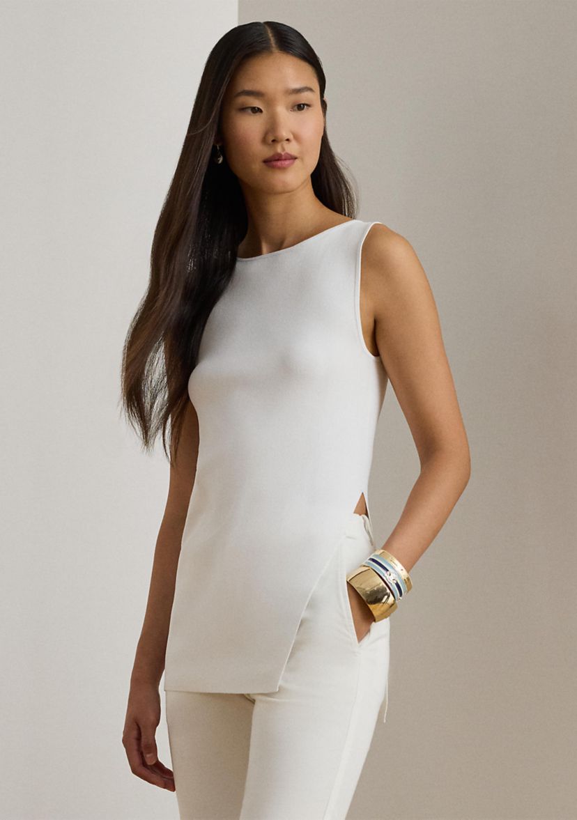 Womens Rib-Knit Sleeveless Sweater