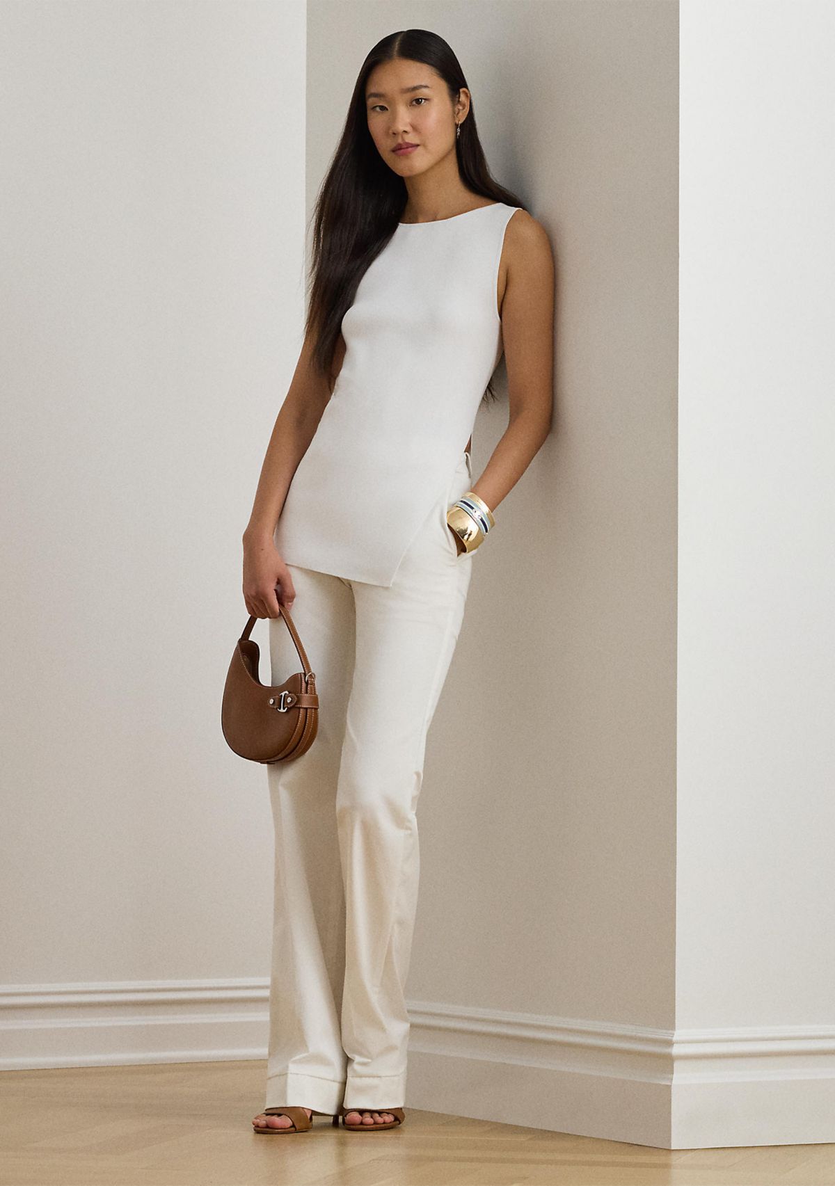 Womens Rib-Knit Sleeveless Sweater