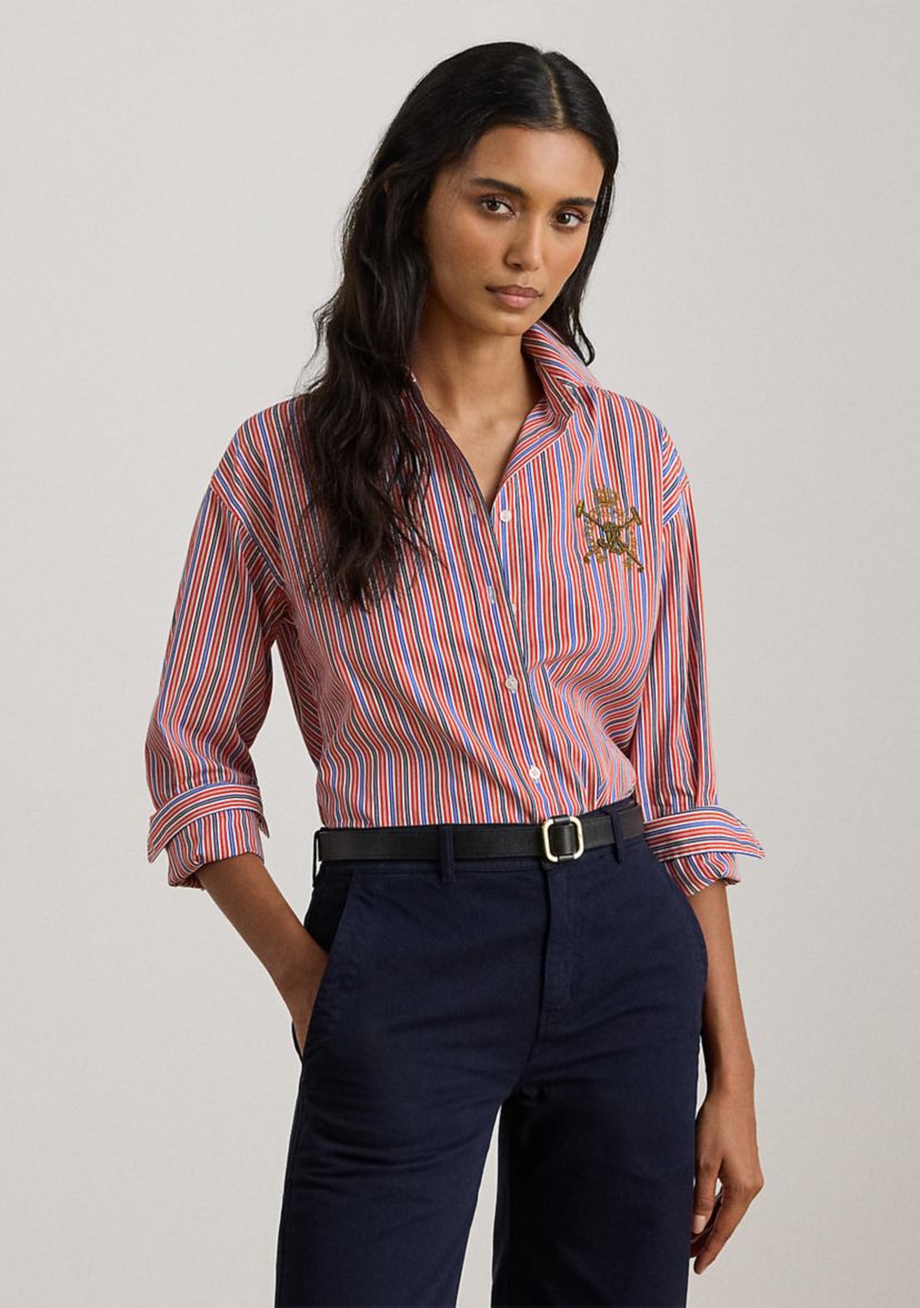 Womens Relaxed Fit Striped Broadcloth Shirt