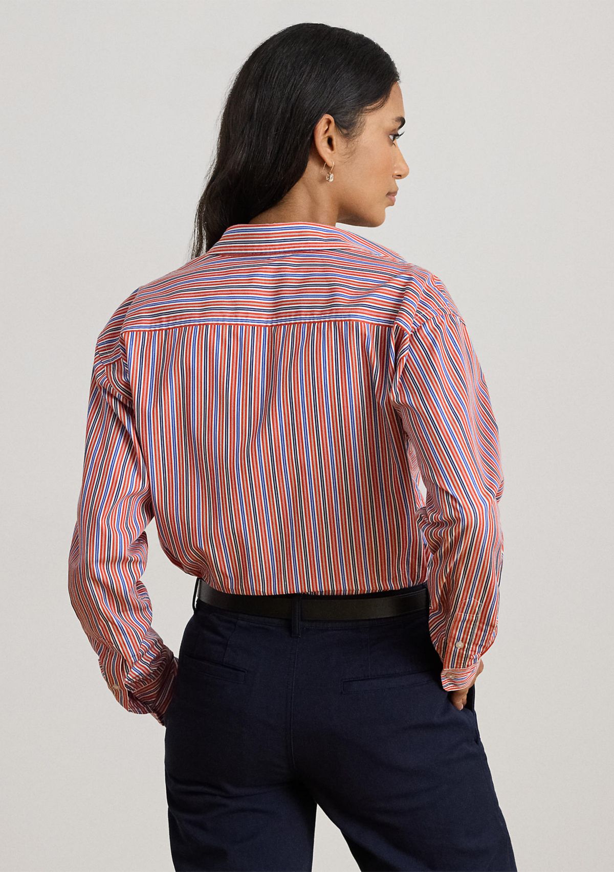Womens Relaxed Fit Striped Broadcloth Shirt