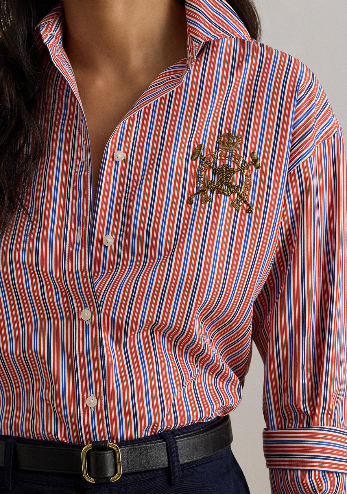 Womens Relaxed Fit Striped Broadcloth Shirt