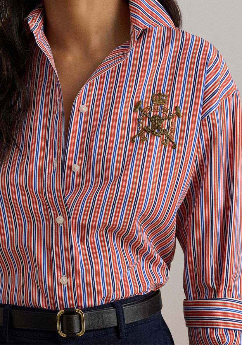 Womens Relaxed Fit Striped Broadcloth Shirt