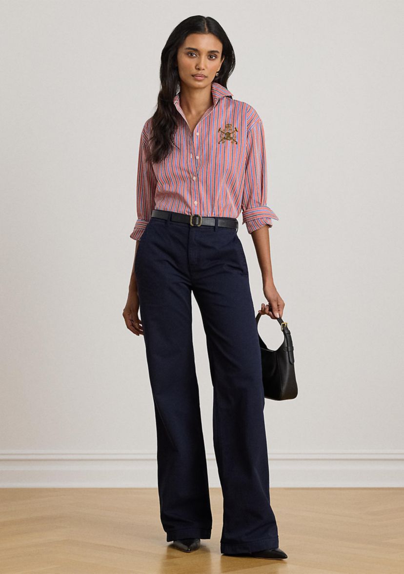 Womens Relaxed Fit Striped Broadcloth Shirt