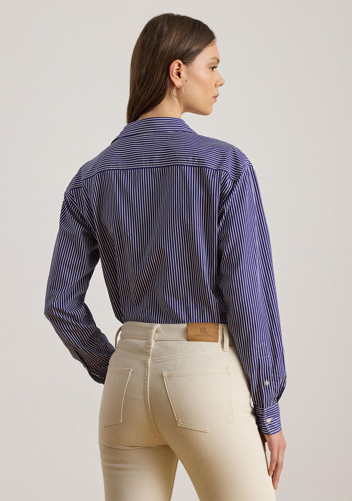 Womens Relaxed Fit Striped Broadcloth Shirt
