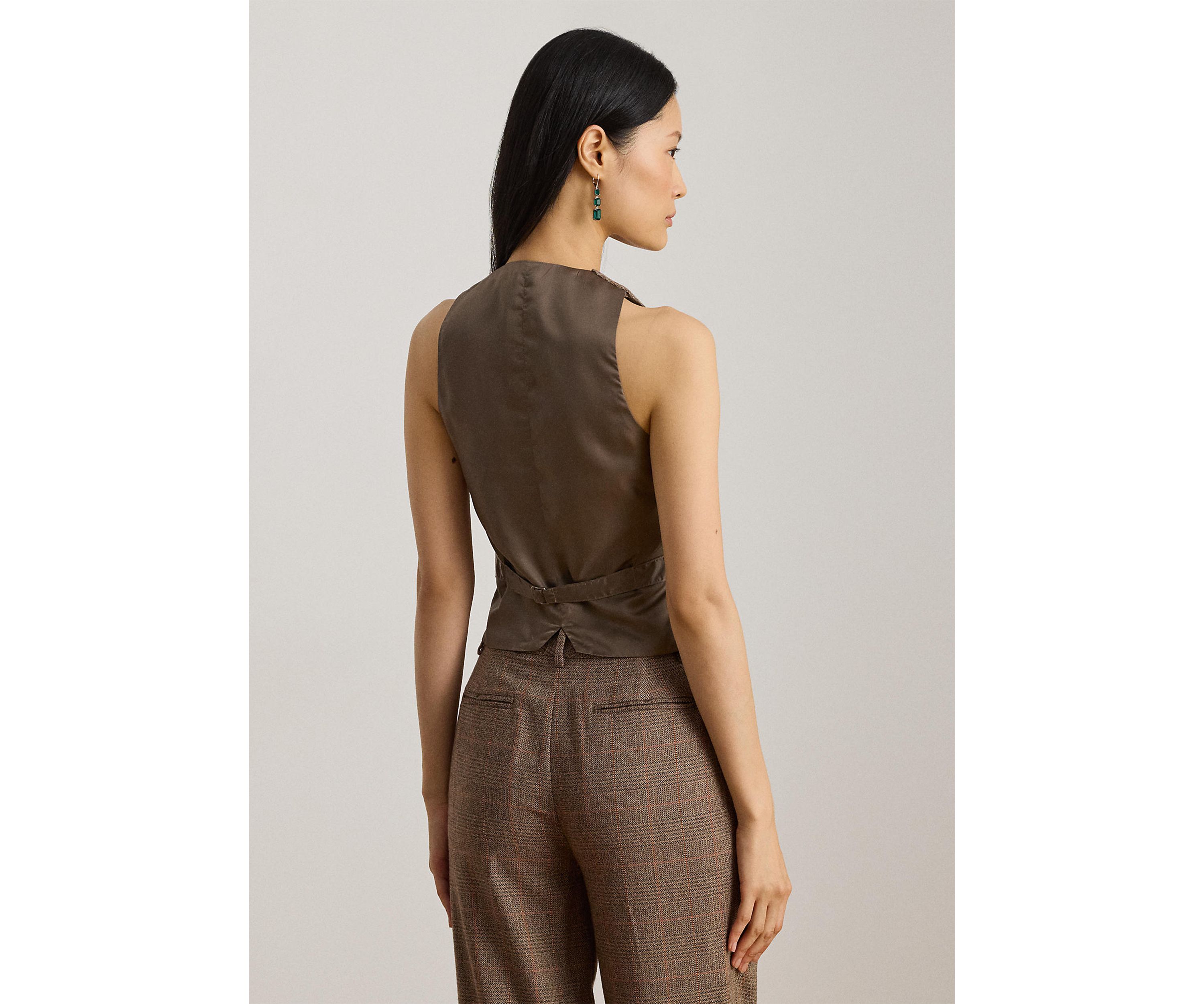Womens Glen Plaid Wool-Blend Vest