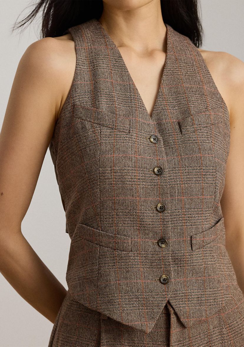 Womens Glen Plaid Wool-Blend Vest