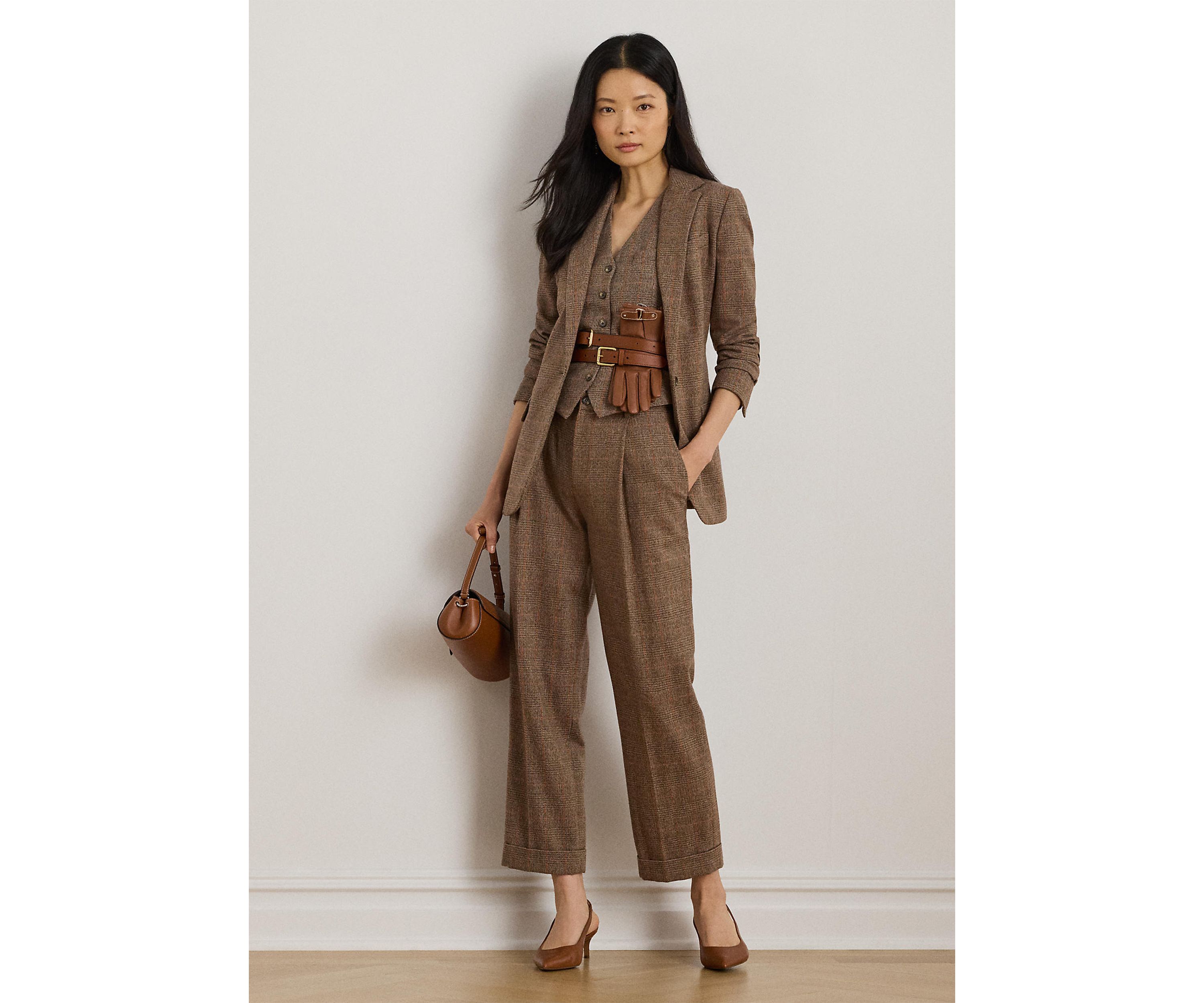 Womens Glen Plaid Wool-Blend Vest