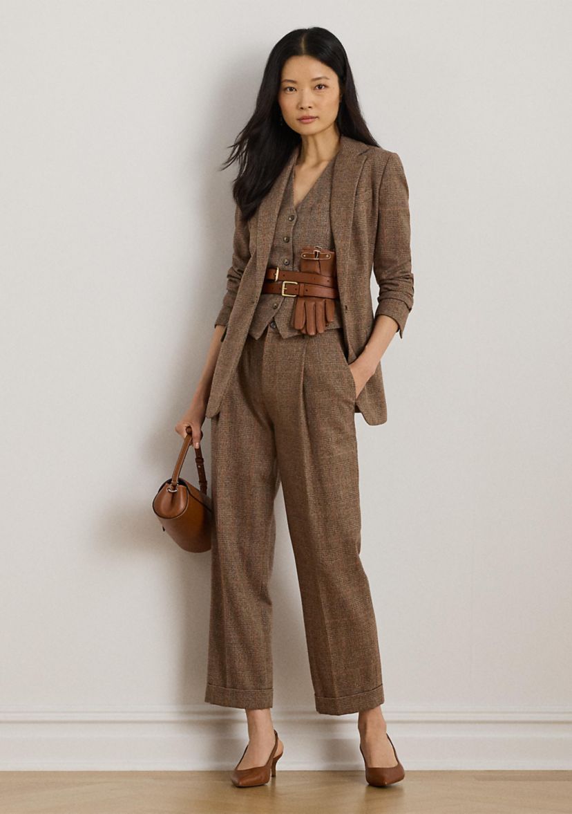 Womens Glen Plaid Wool-Blend Vest