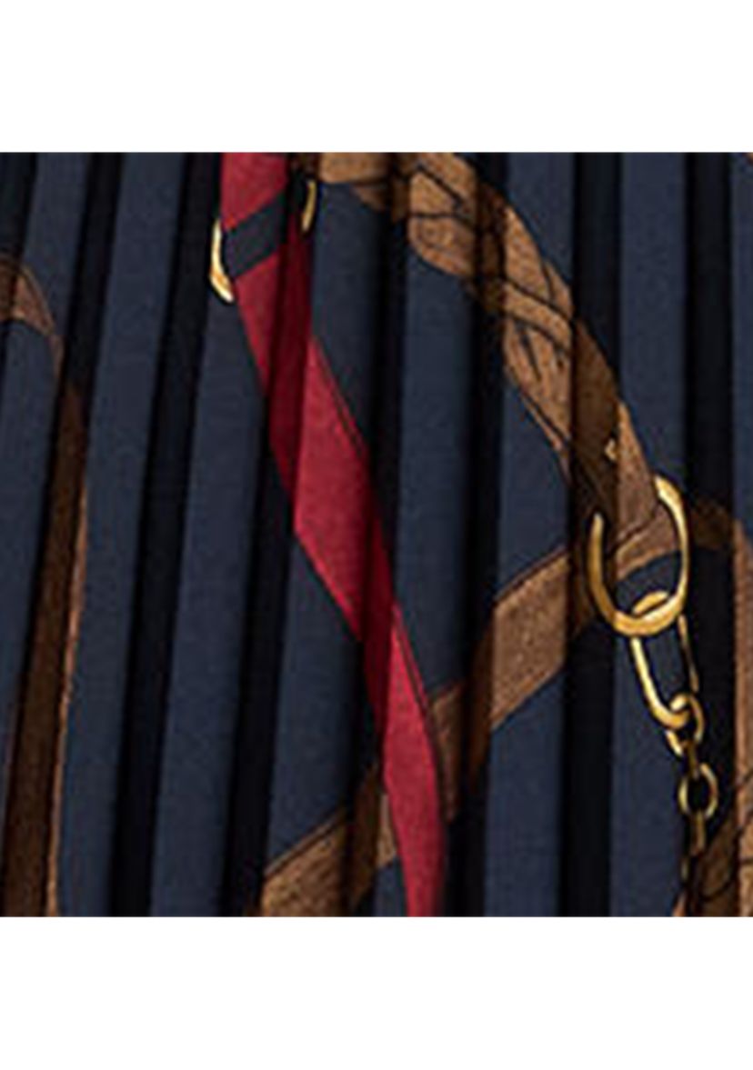 Womens Belting-Print Pleated Georgette Skirt