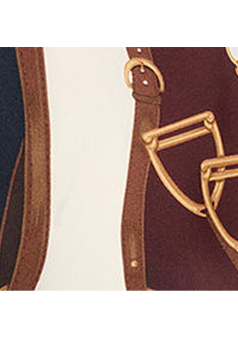 Womens Classic Fit Equestrian-Print Twill Shirt