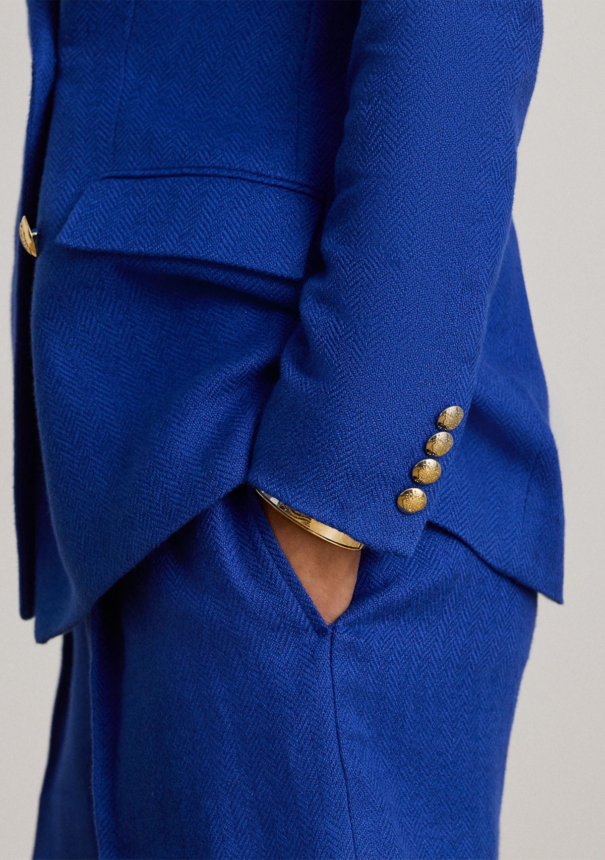 Womens Double-Breasted Linen-Cotton Blazer