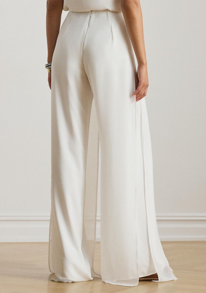 Lauren Ralph Lauren Women's Chiffon-Trim Georgette Wide-Leg Pants | Belk