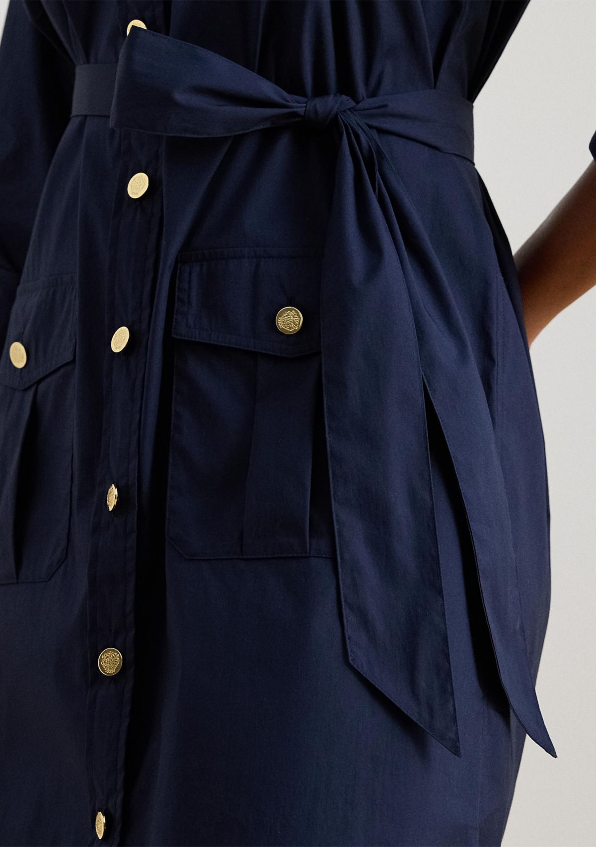 Roll-Tab-Sleeve Shirtdress