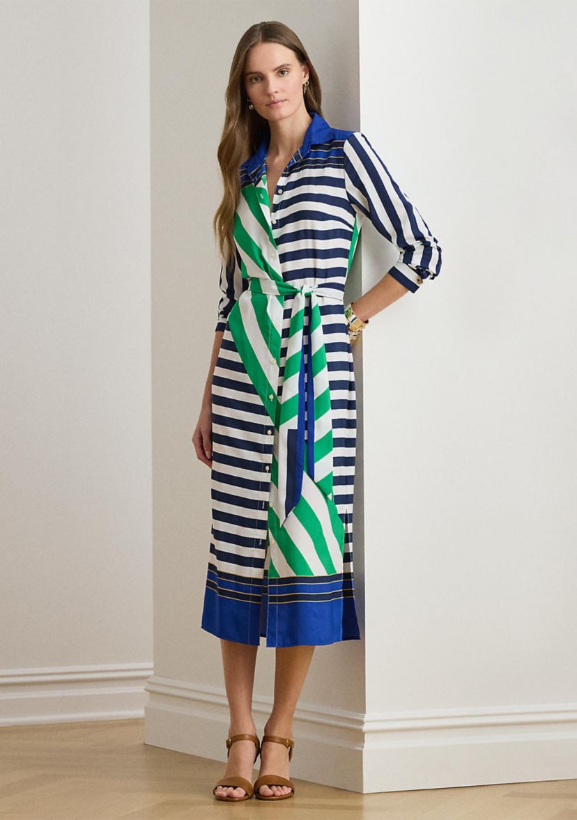 Striped Crepe Shirtdress