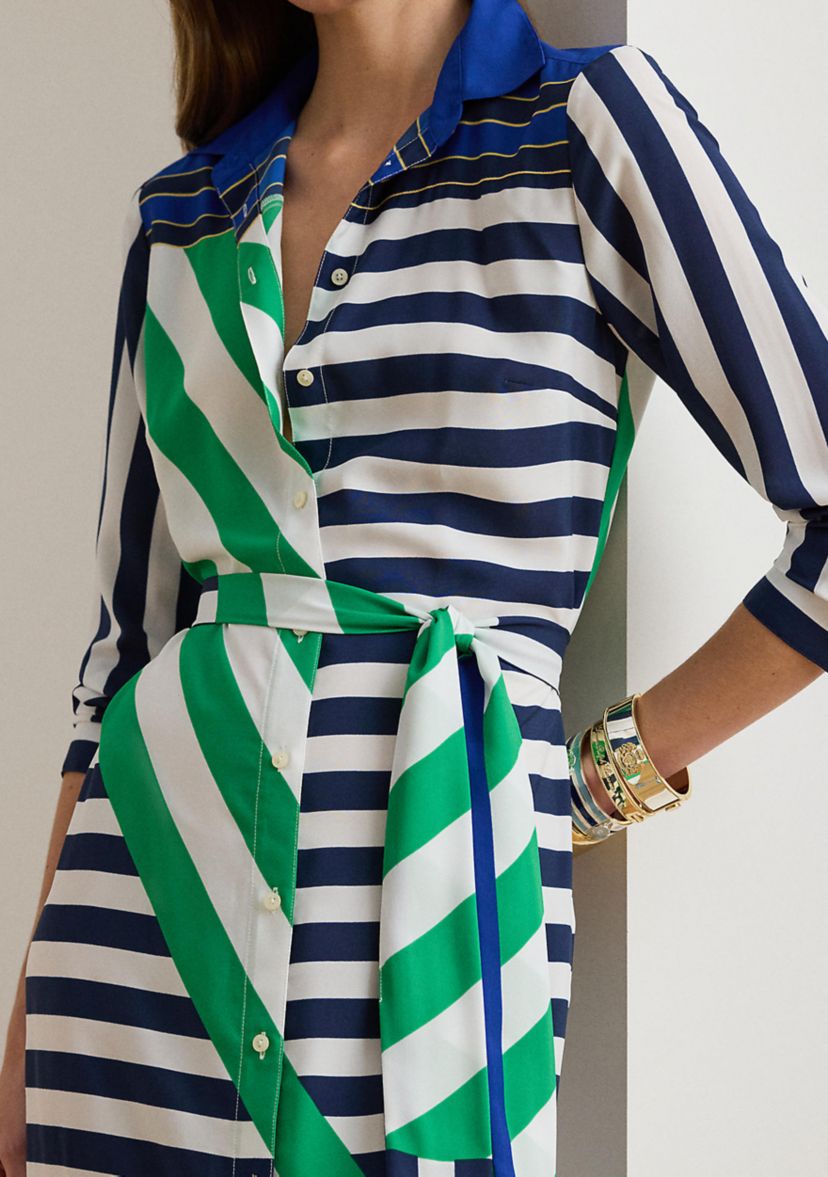 Striped Crepe Shirtdress