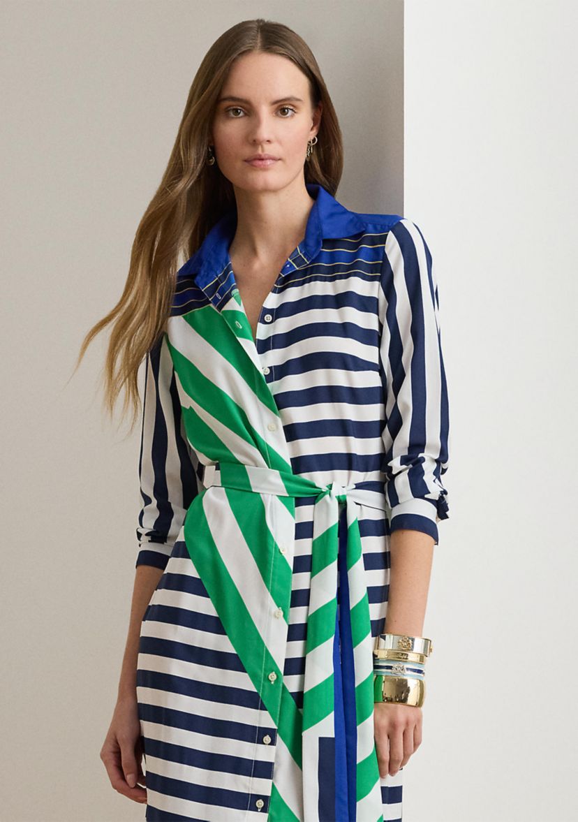 Striped Crepe Shirtdress