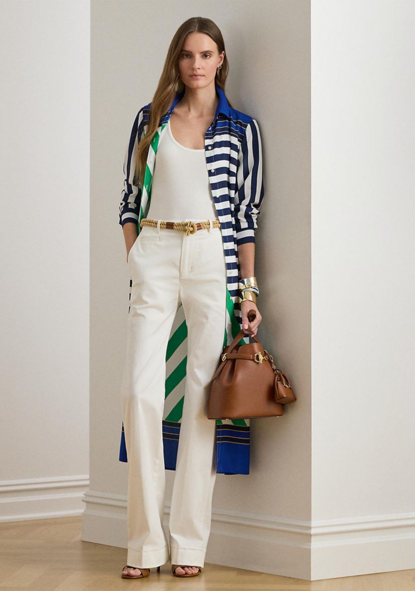 Striped Crepe Shirtdress