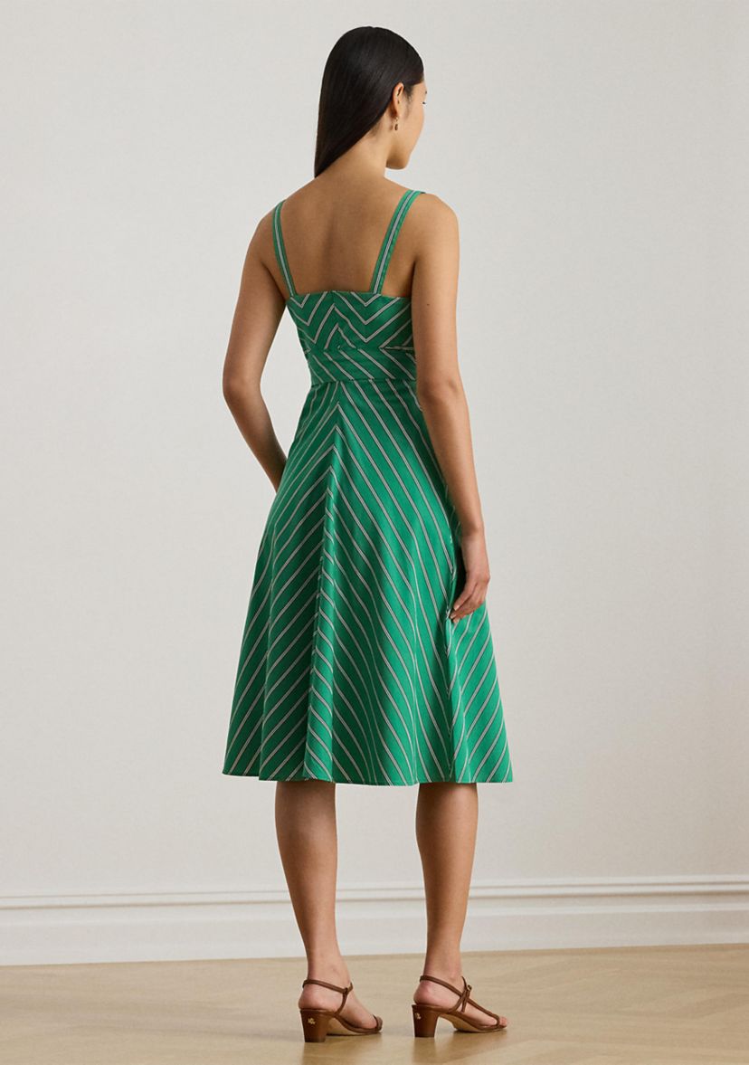 black dress and green shoes Lauren Ralph Lauren Women's Double-Strap Georgette Slip Dress Palm Leaf