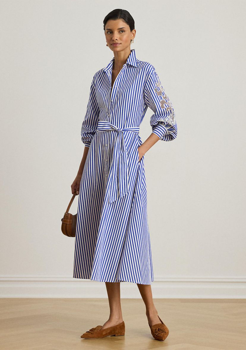 Lauren Ralph Lauren Striped Eyelet Broadcloth Shirtdress | Belk