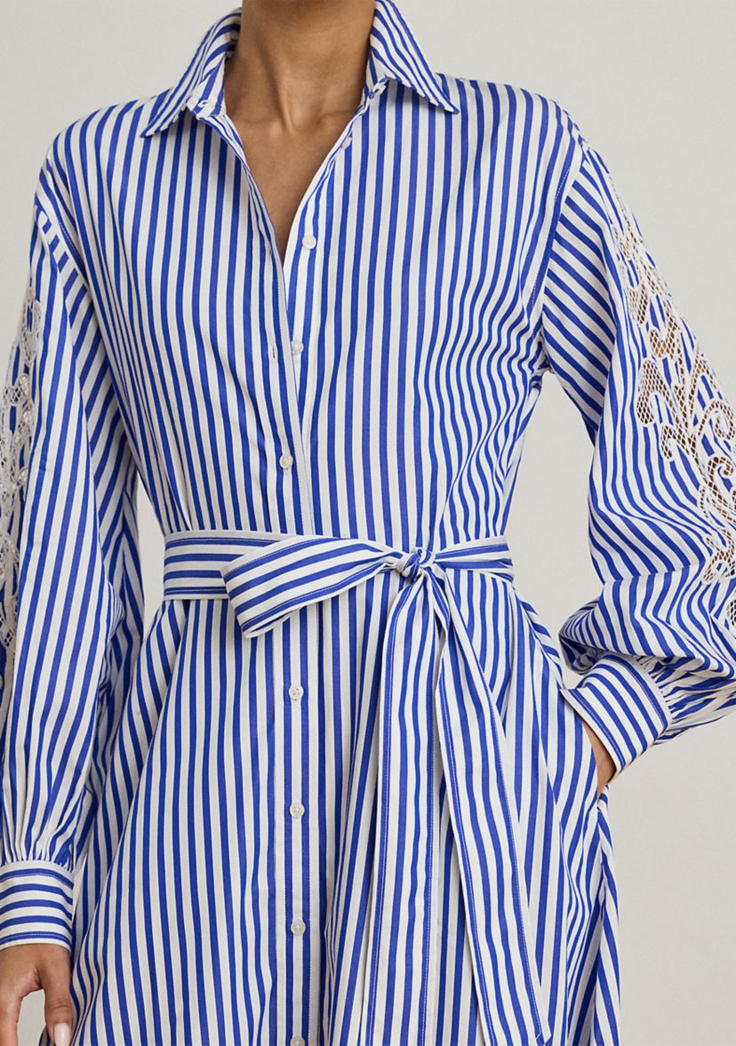 Lauren Ralph Lauren Striped Eyelet Broadcloth Shirtdress | Belk