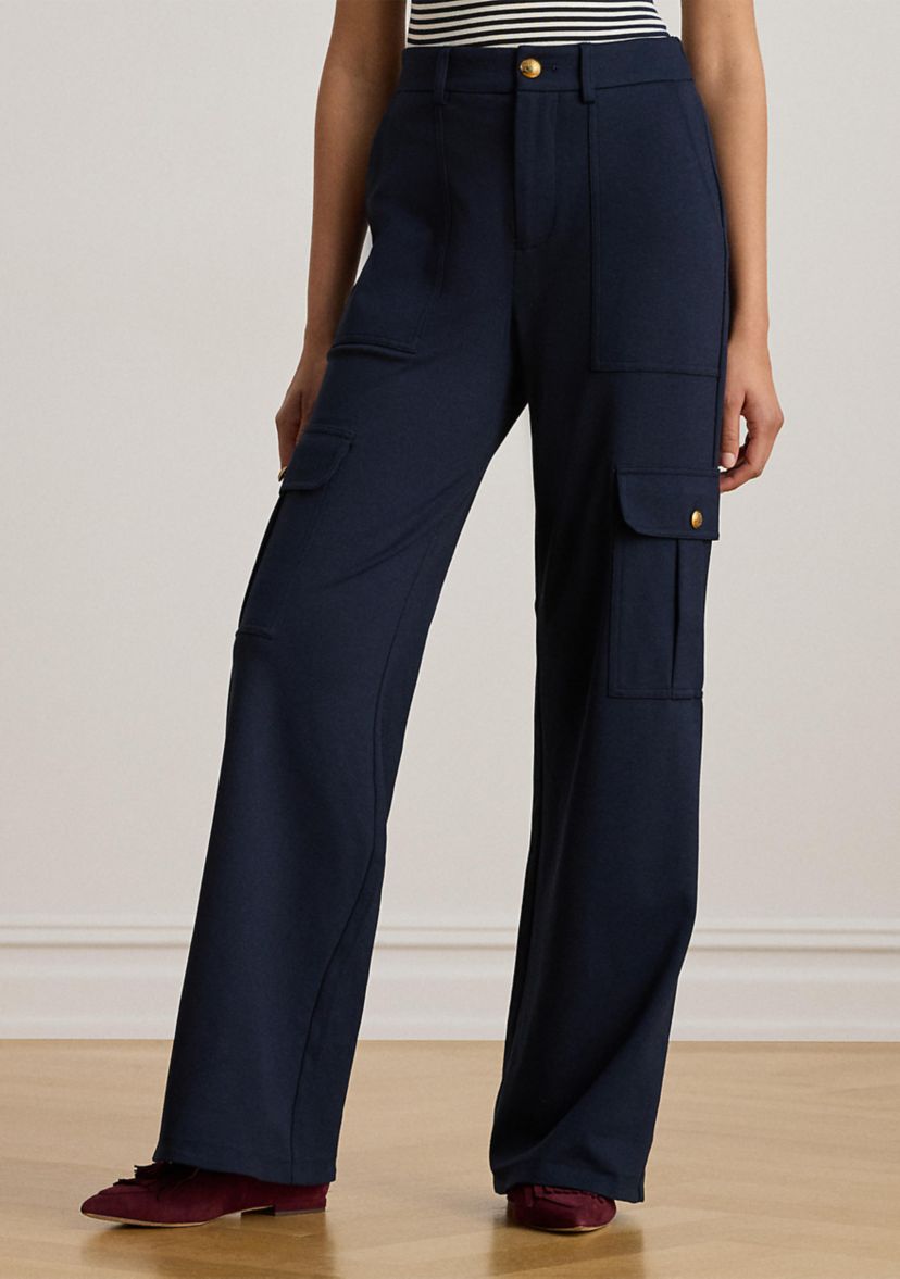 Womens Ponte Wide-Leg Cargo Pants