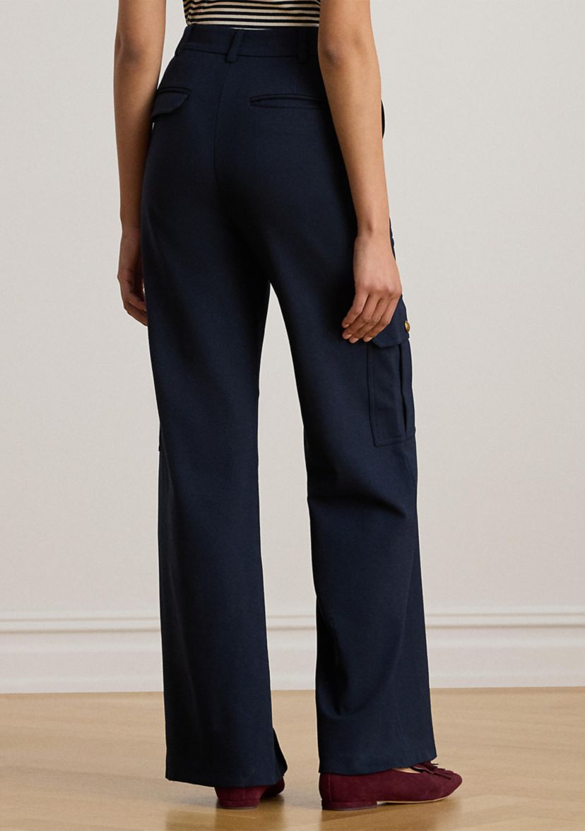 Womens Ponte Wide-Leg Cargo Pants