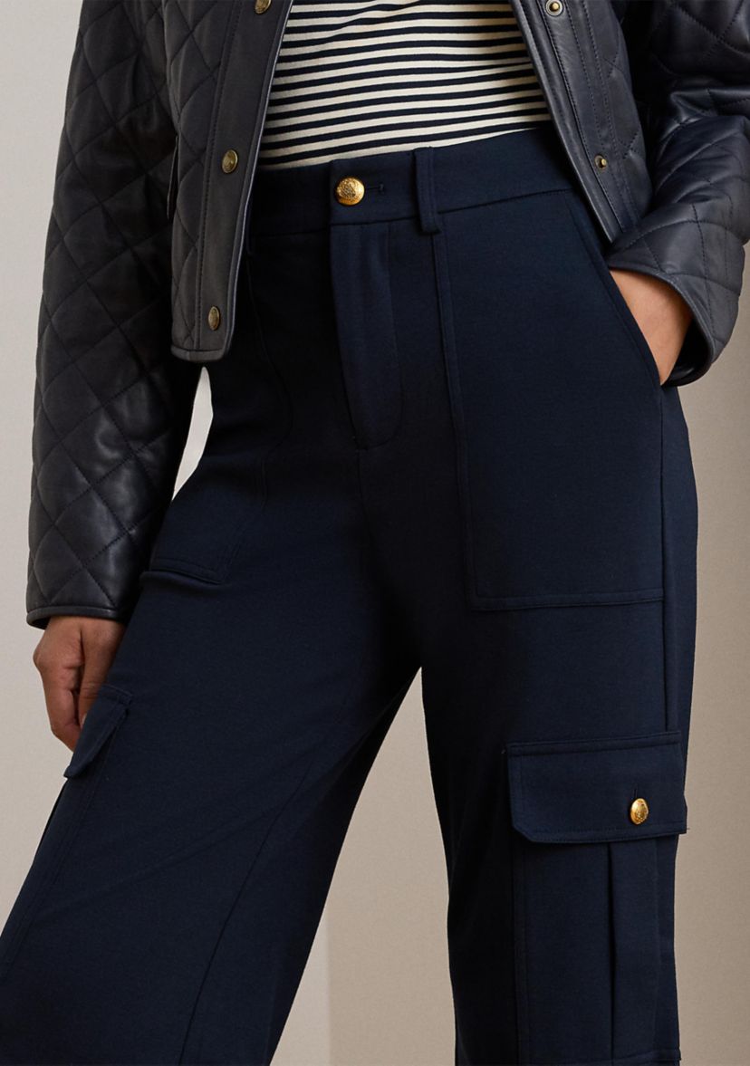 Womens Ponte Wide-Leg Cargo Pants