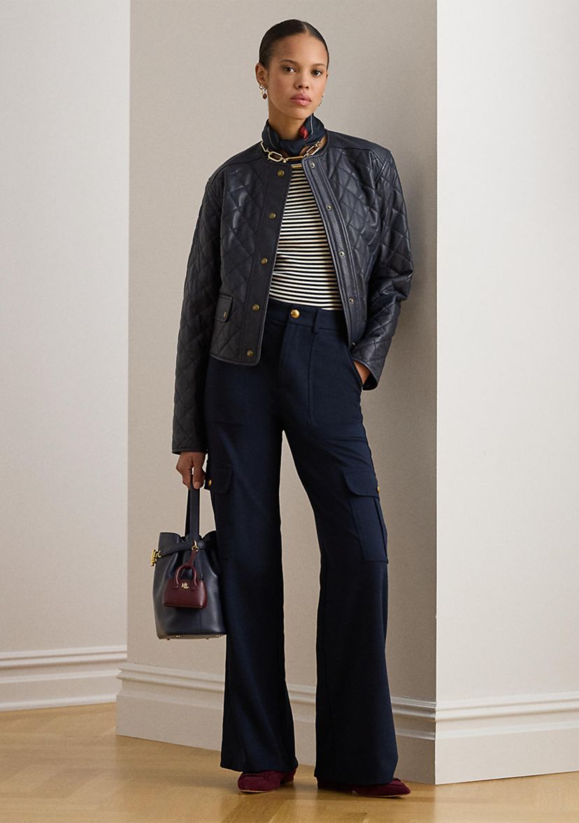 Womens Ponte Wide-Leg Cargo Pants