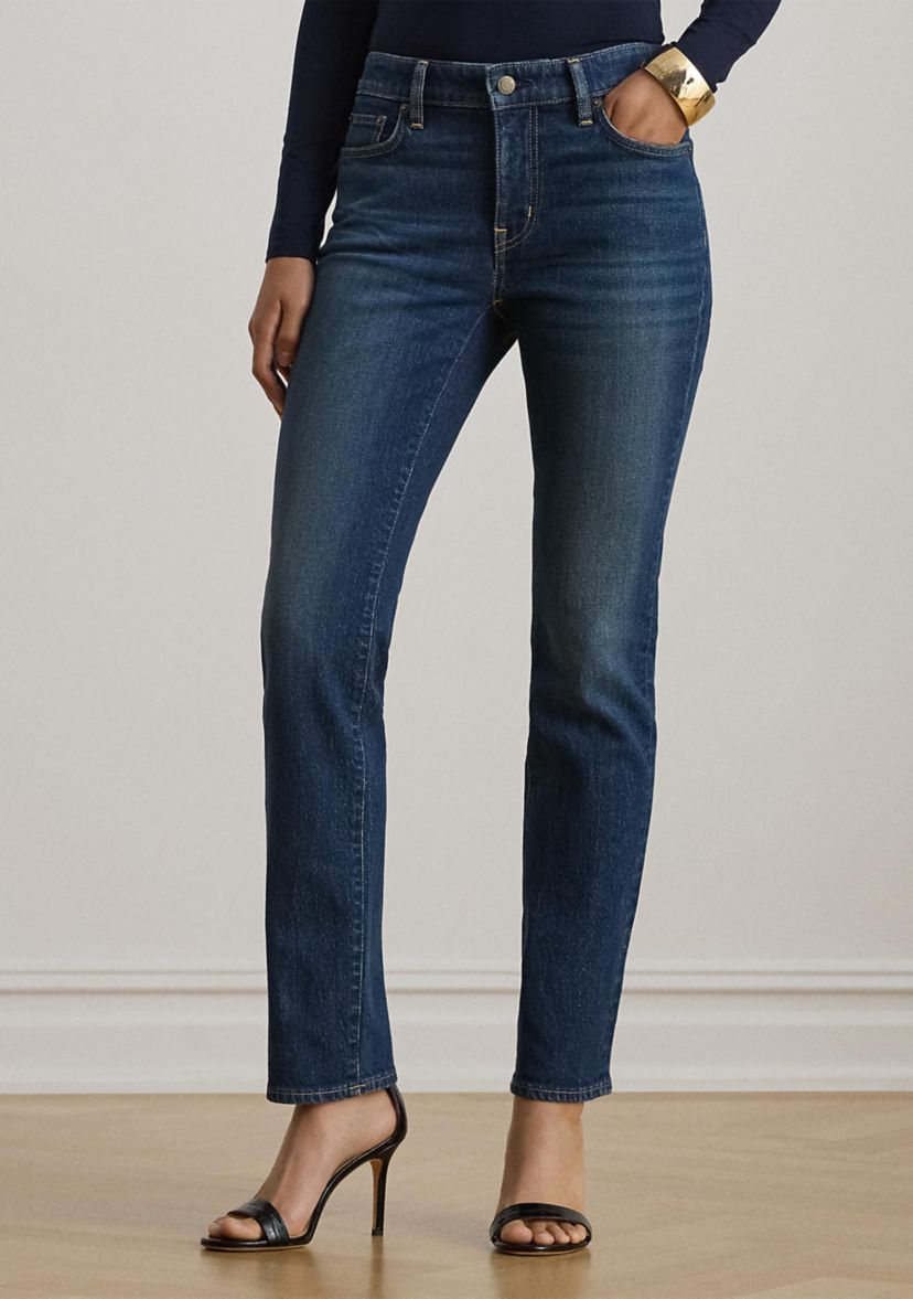 Womens Mid-Rise Straight Ankle Jeans