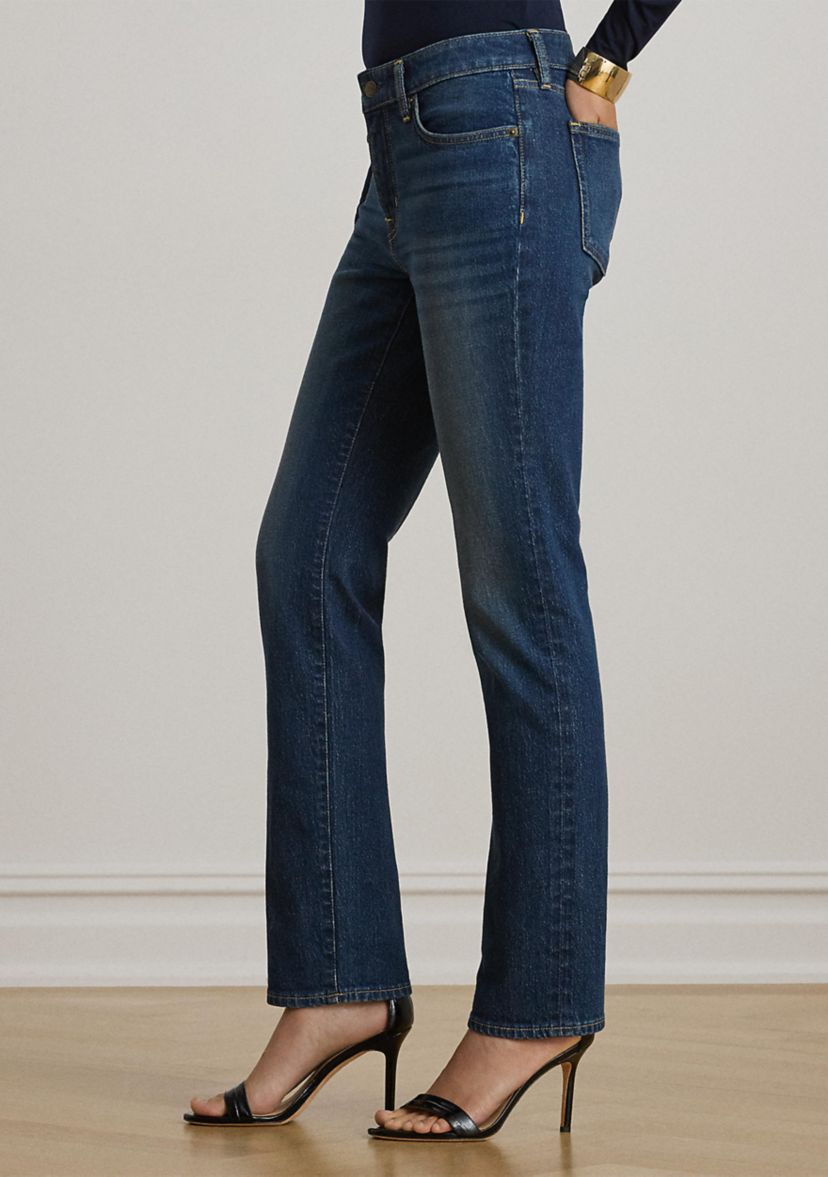 Womens Mid-Rise Straight Ankle Jeans