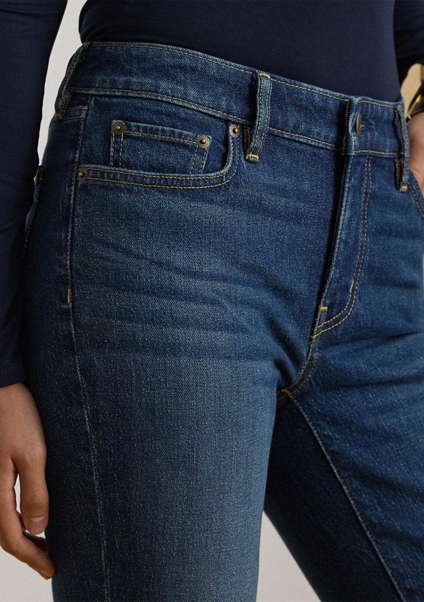 Womens Mid-Rise Straight Ankle Jeans