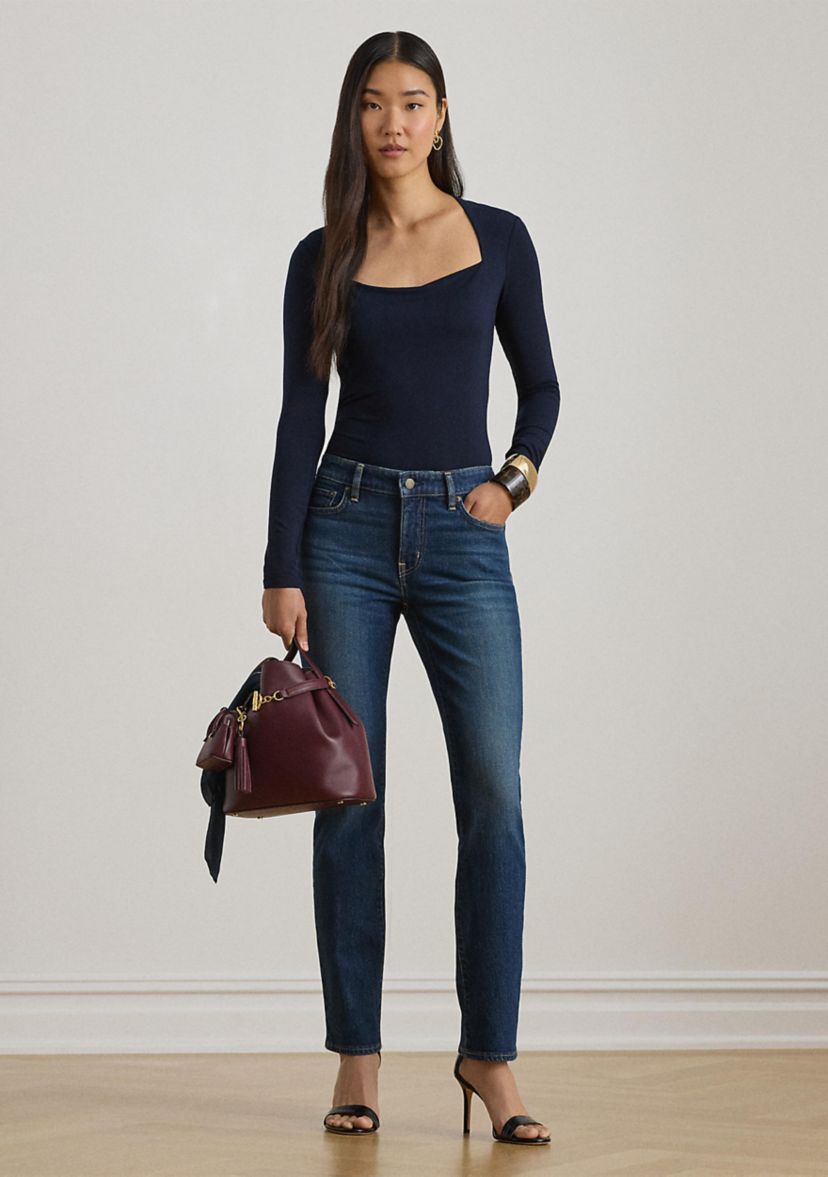 Womens Mid-Rise Straight Ankle Jeans