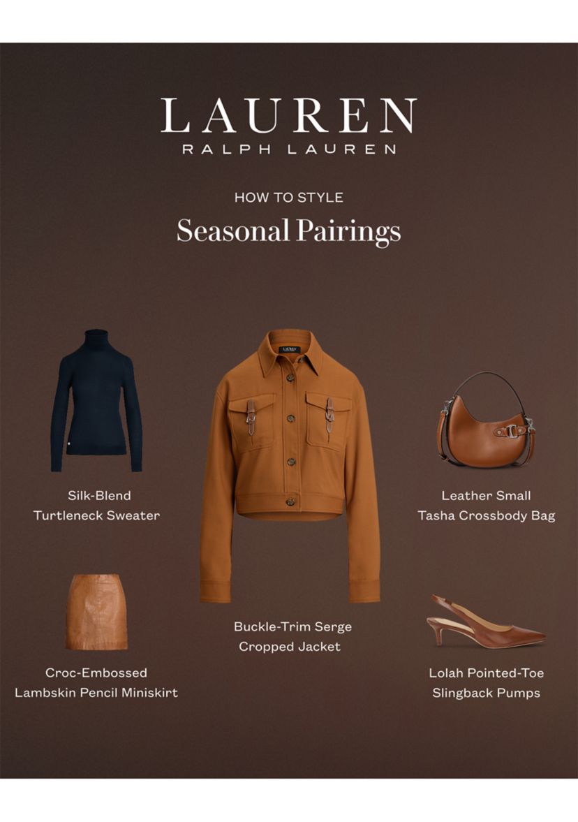 Womens Buckle-Trim Serge Cropped Jacket