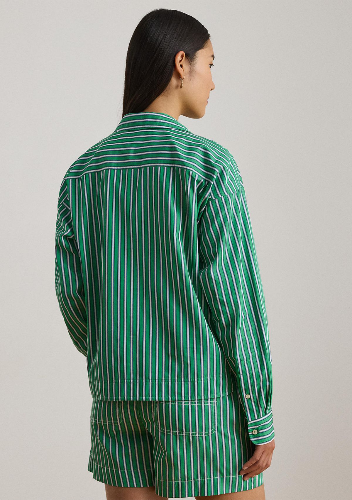 Striped Cotton Broadcloth Cropped Shirt